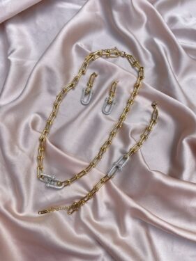 PARURE TIFFANY DORE ARGENT KHCHINA 3P UNE PIERE