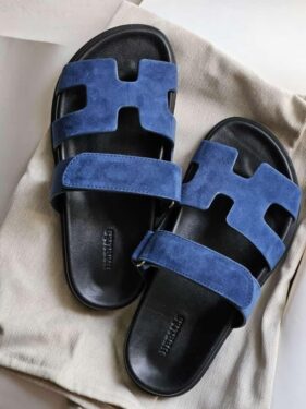 MULE HERMES CHYPRE SANDAL BLEU 39+BOITE