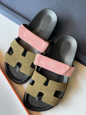 MULE HERMES CHYPRE SANDAL VERT ROSE 38